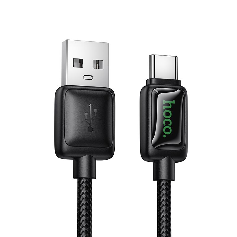 Kabelis ar LCD USB A uz USB C Hoco 3A 1,2 m U146 melns