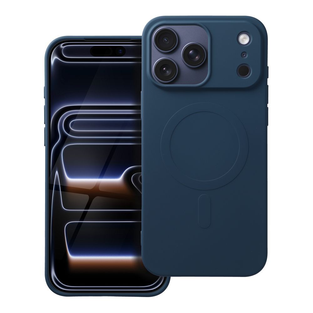 Case for iPhone 17 Pro Max / 18 Pro Max (low camera edge) Silicone Mag Cover (big hole) compatible with MagSafe blue
