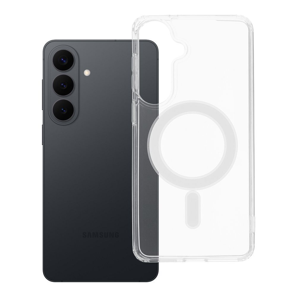 Magnētiskais caurspīdīgs viedtālruņa apvalks CLEAR MAG COVER saderīgs ar MagSafe, paredzēts SAMSUNG S26 Edge