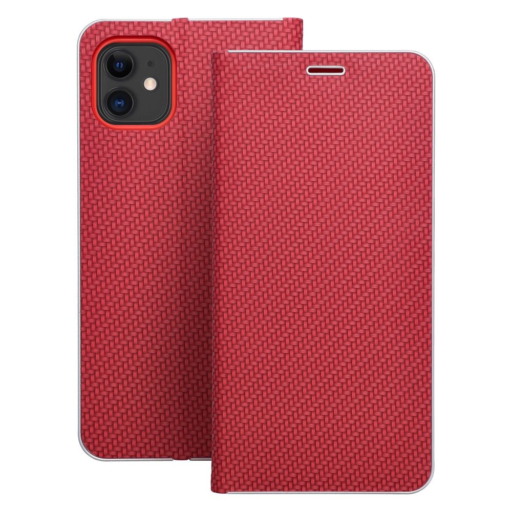 LUNA Book Carbon viedtālruņa apvalks IPHONE 11 sarkans
