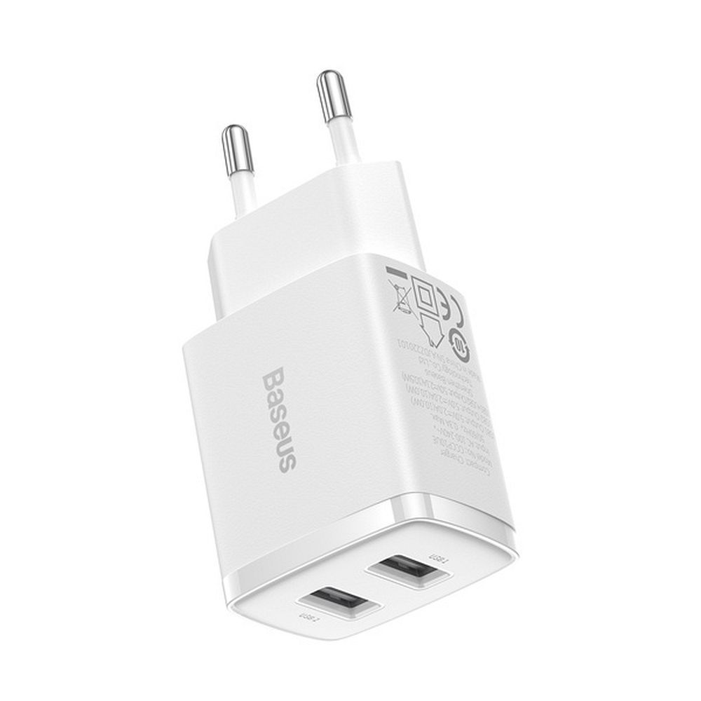 Baseus lādētājs Compact 2 x USB balts 10,5w