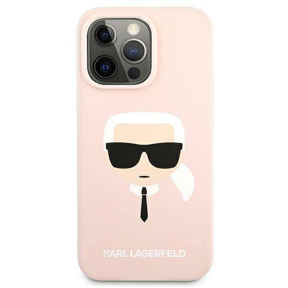 Karl Lagerfeld Silikona Karl`s galvas viedtālruņa apvalks iPhone 13 Pro / 13 6.1" - gaiši rozā