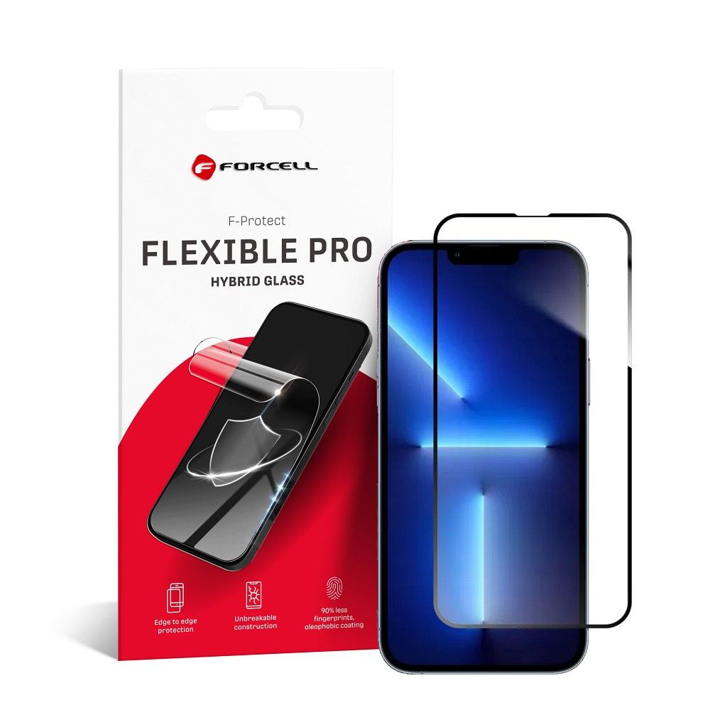 Forcell elastīgais nano stikls 5D iPhone 13 Pro Max/14 Plus melns