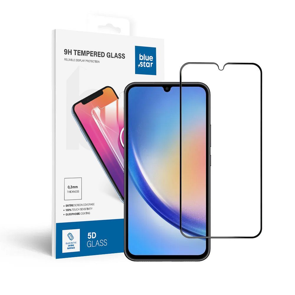 Aizsargstikls Blue Star - SAMSUNG A34 5G Pilns pārklājums (ar pilnu līmi, maza izmēra) melns