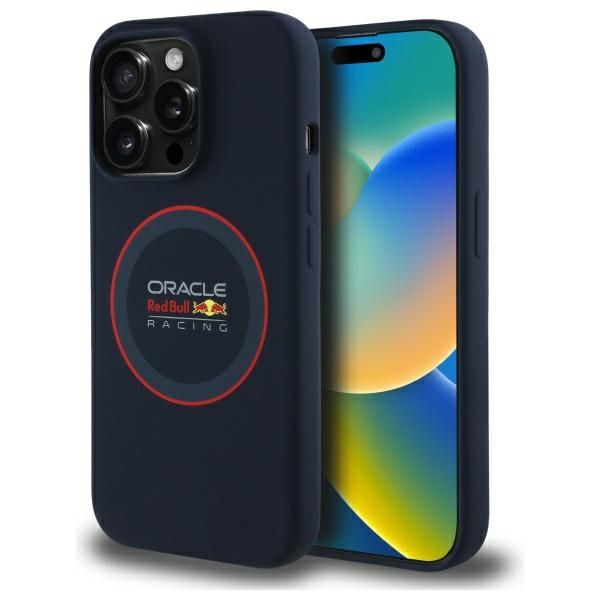 RED BULL viedtālruņa apvalks IPHONE 14 Pro saderīgs ar MagSafe RBHMP14L24SIILVR (Silikona sarkans gredzens) tumši zila