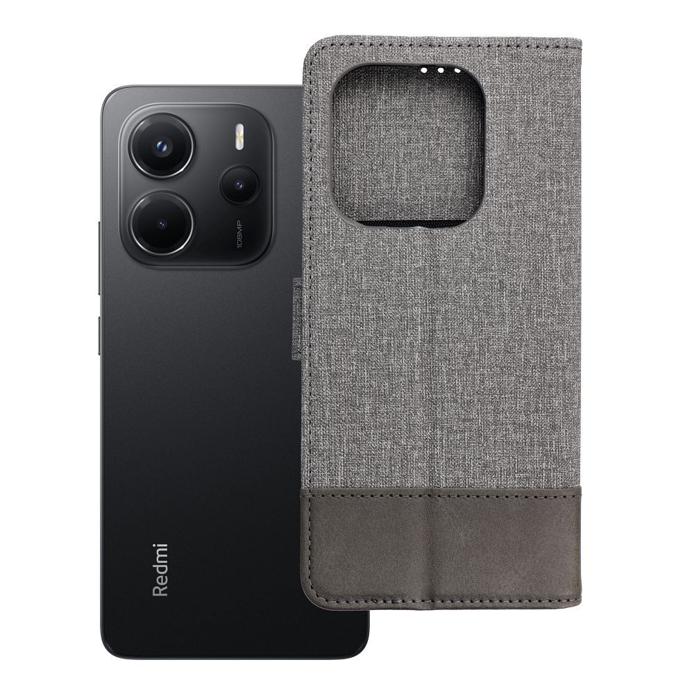 GOMMA grāmatas tipa viedtālruņa apvalks Xiaomi Redmi Note 14 4G (GLOBAL - 164,84mm x 78,15mm x 8,16mm) pelēks