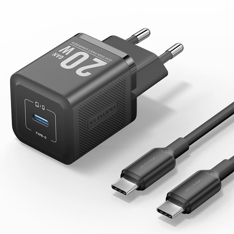 Vention TZ-FEPB0-EU-01 sienas USB tālruņa lādētājs ar kabeli 20W