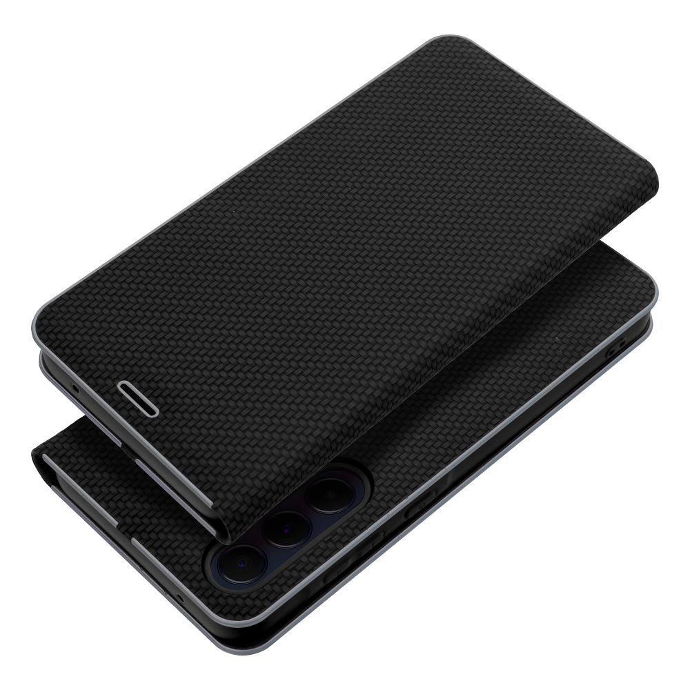 LUNA Book Carbon viedtālruņa apvalks XIAOMI Redmi Note 12 4G melns