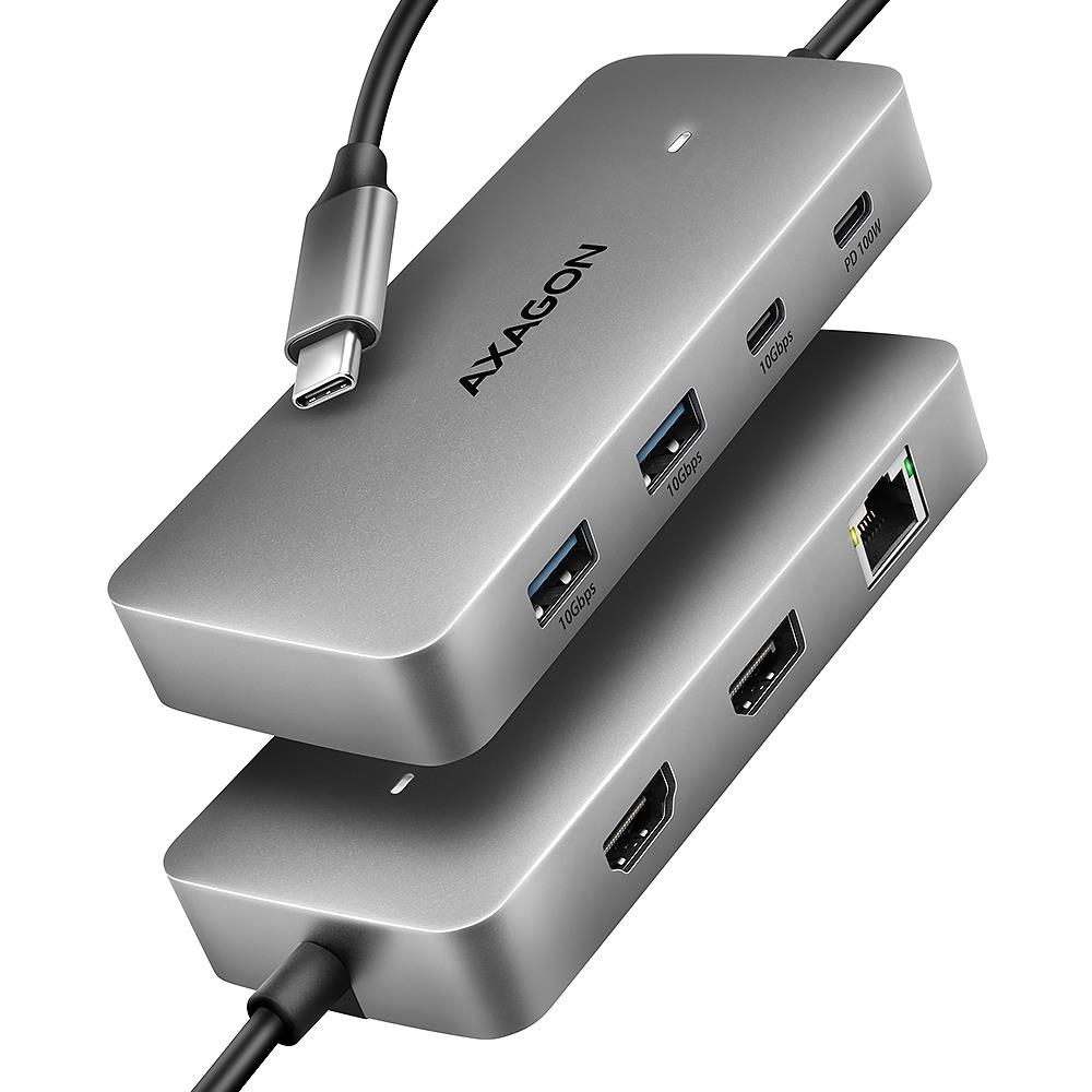 Sadalītājs USB-C 3P HDMI DP 0.15m HMC-CUB83X2 Axagon