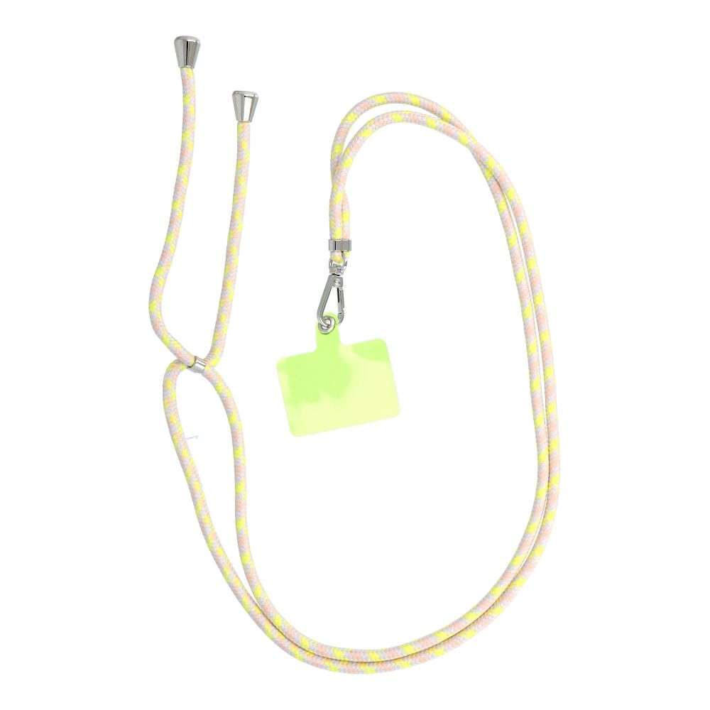 SWING (6mm) tālruņa siksniņa, tālruņa piekariņš ar regulējamu garumu / auklas garums 165 cm (maks. 82,5 cm cilpā) / uz pleca vai kakla – pelēks–dzeltens
