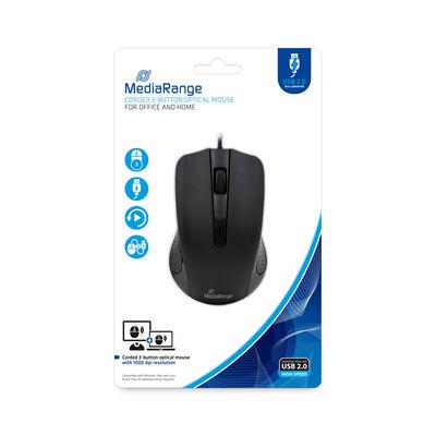 Mediarange USB optiskā pele melna 3 pogas MROS210