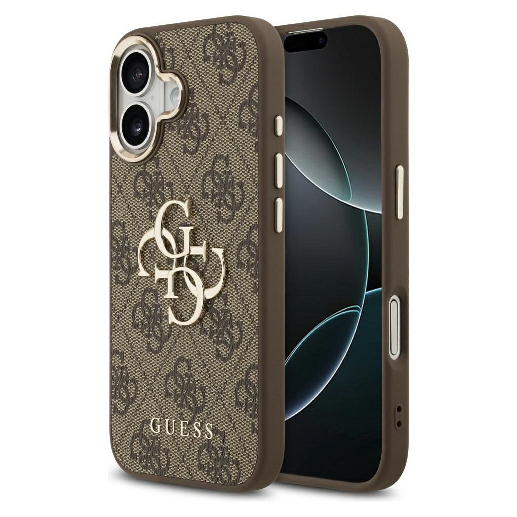 Guess 4G Big 4G Classic Logo viedtālruņa apvalks, paredzēts iPhone 17 – brūnā un zelta krāsā