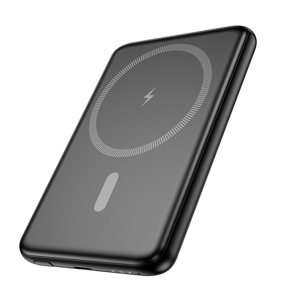 Portatīvais lādētājs Hoco 5000 mAh QC PD 2A 20W īpaši plāns J140A melns saderīgs ar MagSafe