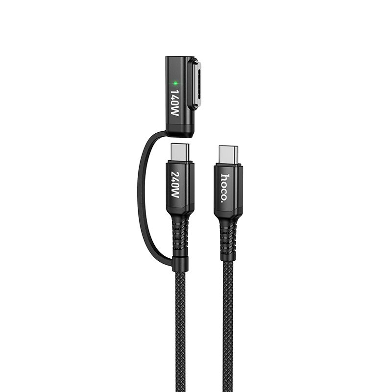 Kabelis 2in1 USB C uz USB C / Mag3 Hoco 240W 1,8 m U142 melns