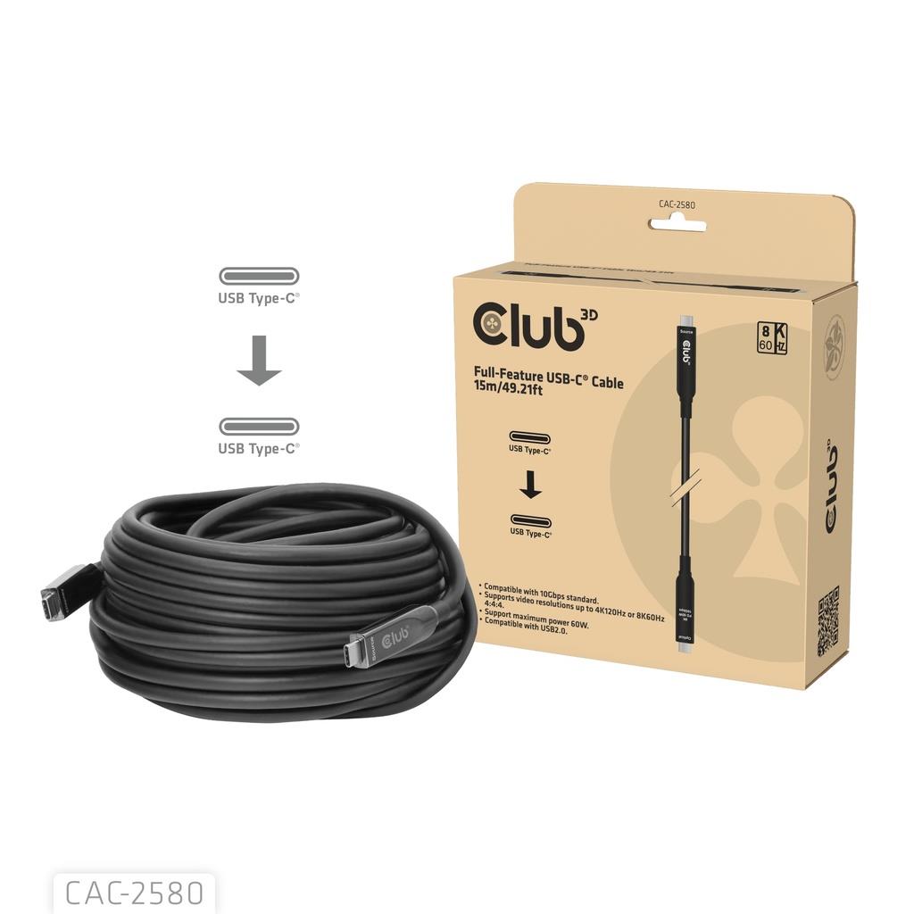 Kabelis USB-C 15m M/M CAC-2580 Club3D