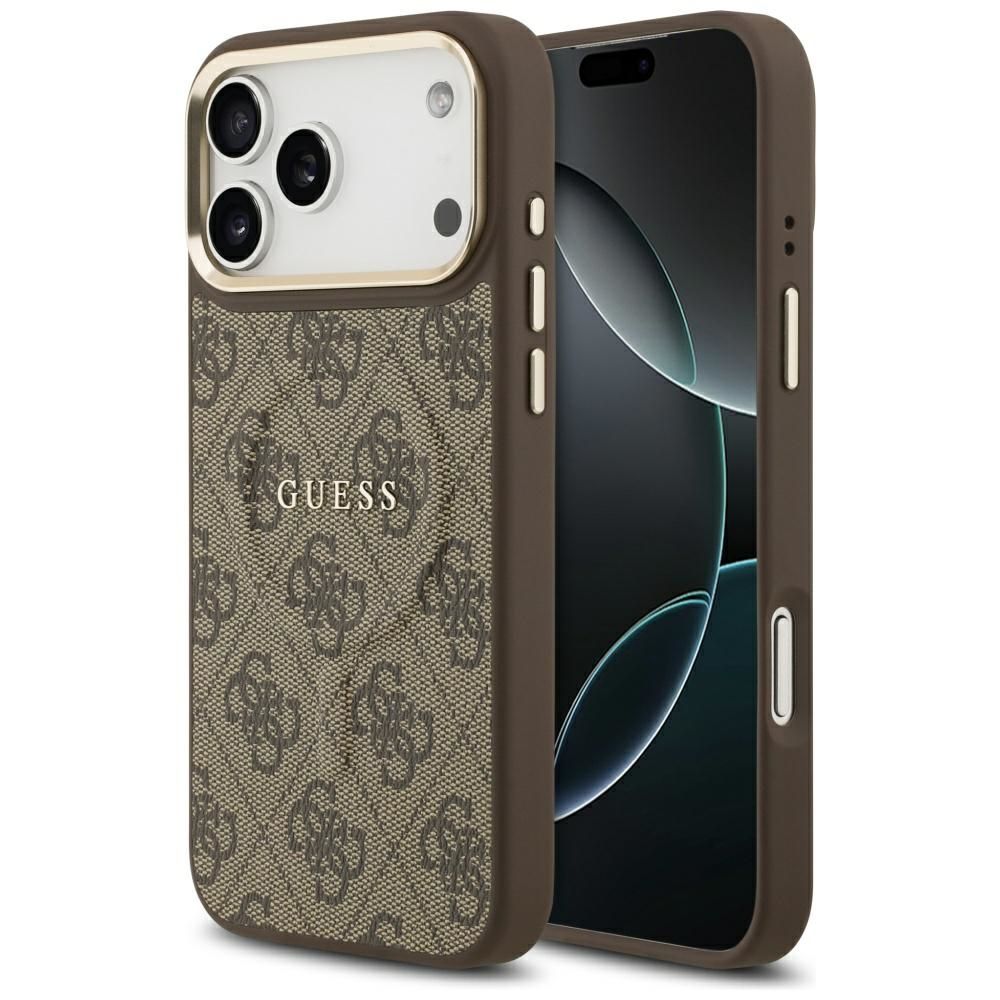 Guess Чехол для iPhone 17 Pro Max совместимый с MagSafe GUHMP17XP4MSEGCW (PU 4G W/ Classic) коричневый