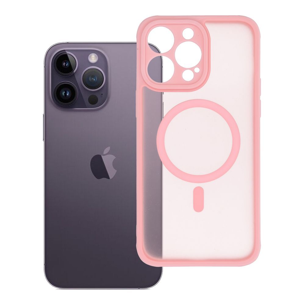 FULL MATTE MAG COVER magnētiskais viedtālruņa apvalks, saderīgs ar MagSafe, paredzēts IPHONE 14 Pro Max, gaiši rozā