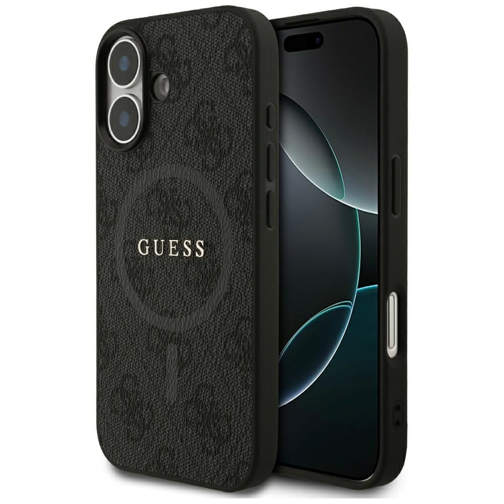 Guess 4G gredzena klasiskā logotipa magnētiskais viedtālruņa apvalks iPhone 17 - melns
