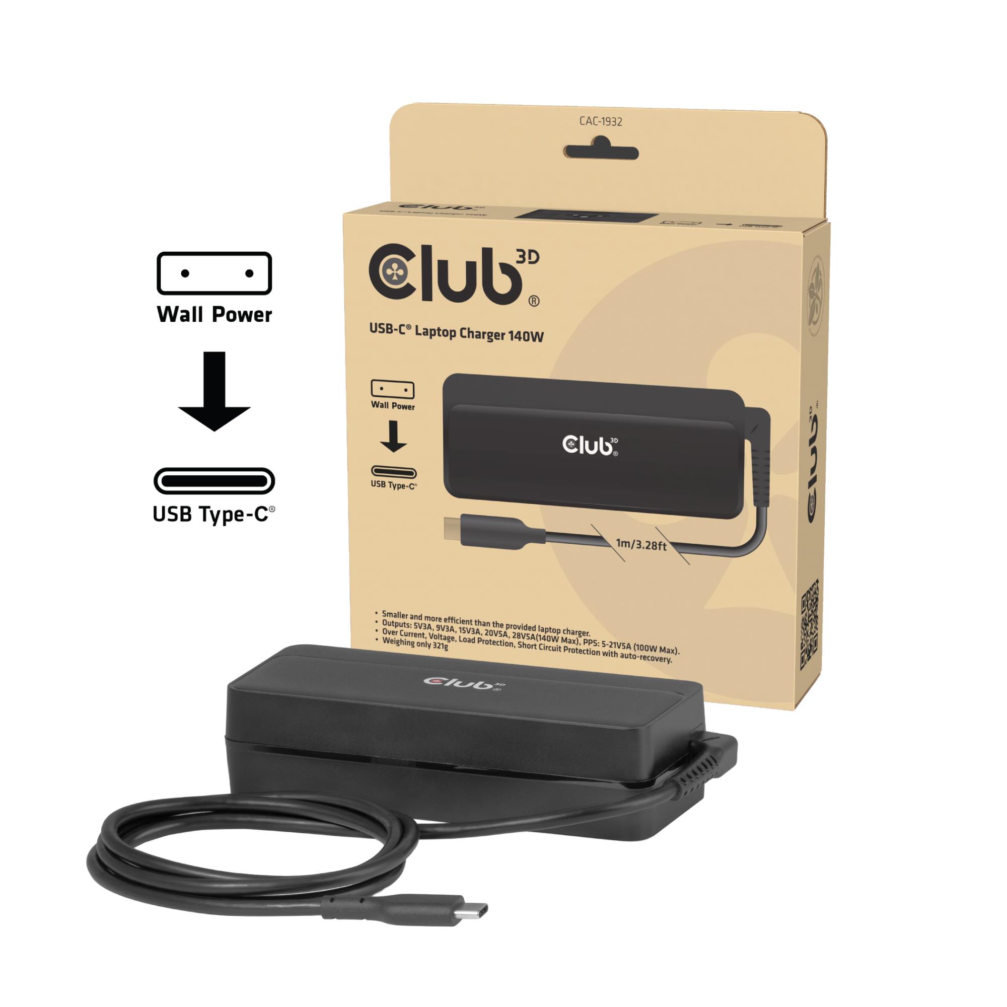 Klēpjdatora lādētājs USB-C 140W CAC-1932 Club3D