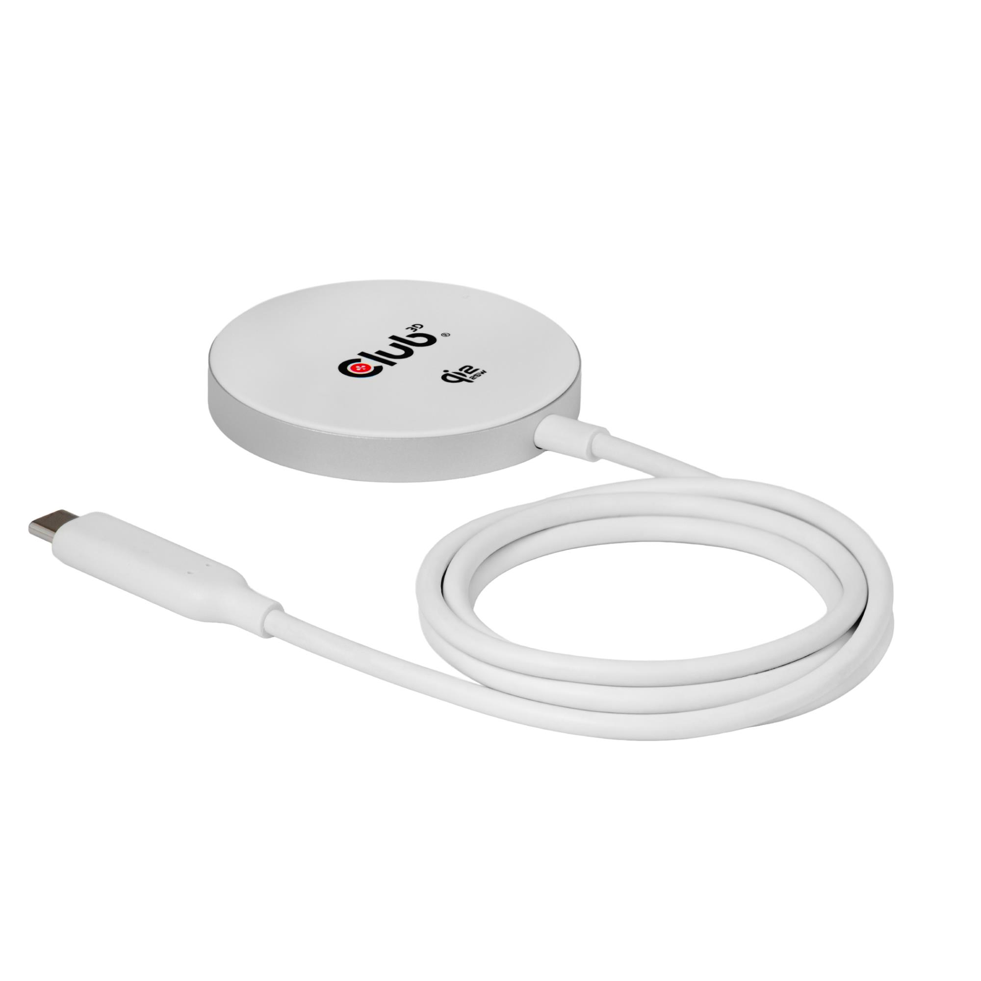 Club3D CAC-3026 bezvadu lādētājs Qi2 MagSafe 25W balts