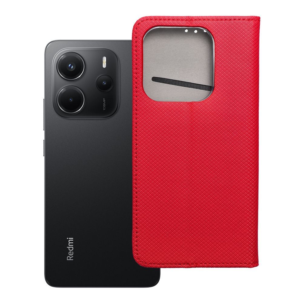 SMART CASE grāmatas tipa viedtālruņa apvalks XIAOMI Redmi Note 14 5G sarkans