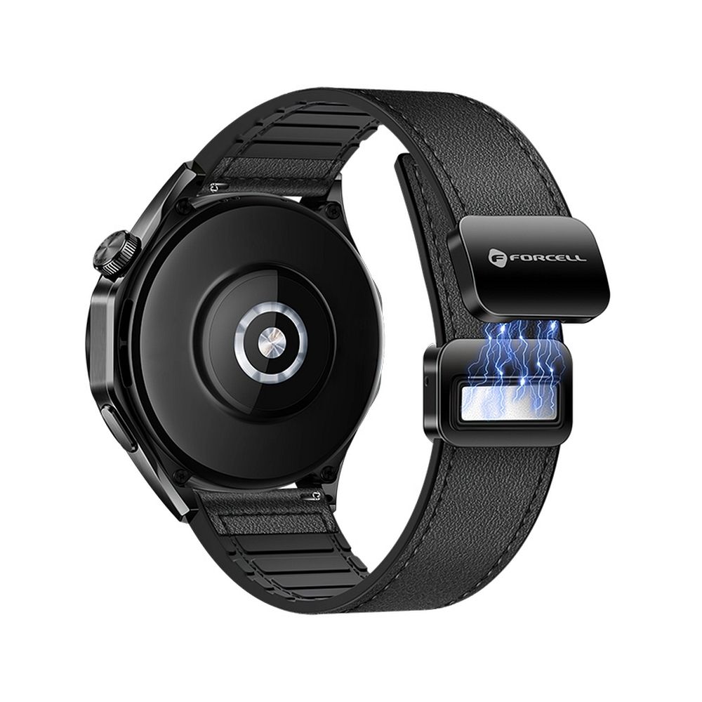FORCELL F-DESIGN FS20 magnētiskā ekoloģiskās ādas siksniņa SAMSUNG pulkstenim 22 mm melna