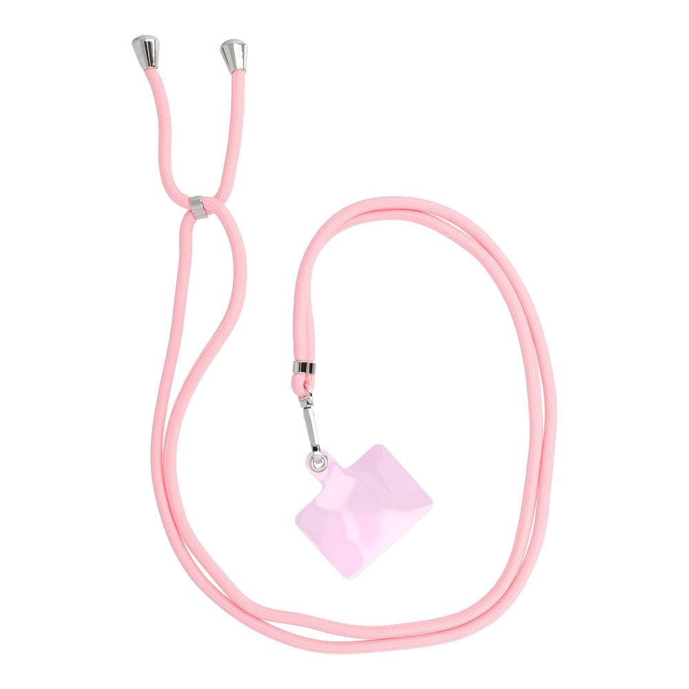 SWING (6mm) tālruņa siksniņa, tālruņa piekariņš ar regulējamu garumu / auklas garums 165 cm (maks. 82,5 cm cilpā) / uz pleca vai kakla – gaiši rozā