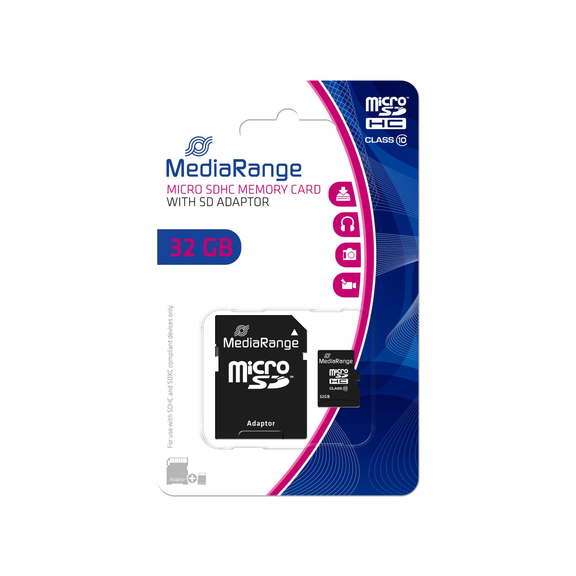 Atmiņa Micro SDHC 32GB C10/ar adapteri MR959 MEDIARANGE