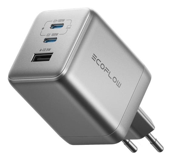 EcoFlow RAPID Pro 100W tīkla lādētājs, 2xUSB-C, 1xUSB-A, GaN