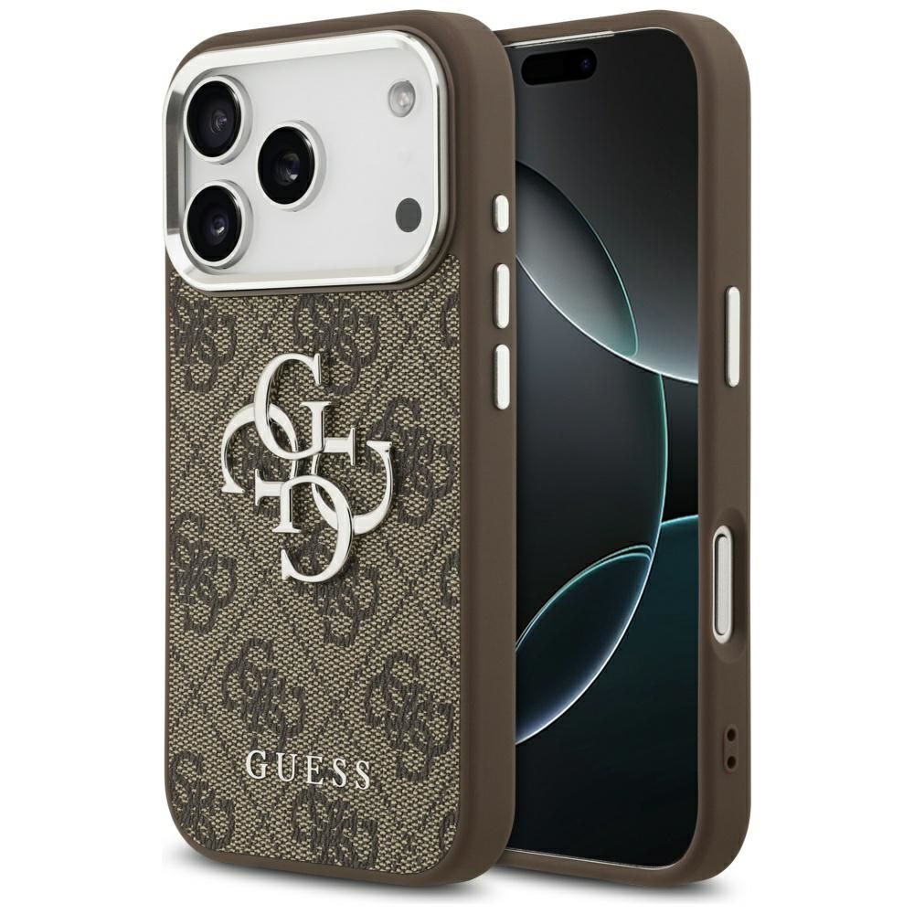 Guess 4G Big 4G Classic Logo viedtālruņa apvalks iPhone 17 Pro - brūns - sudrabains