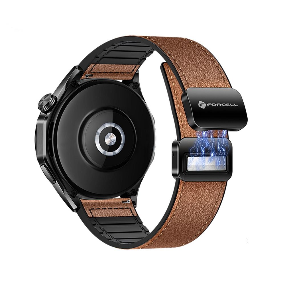 FORCELL F-DESIGN FS20 magnētiskā ekoloģiskās ādas siksniņa SAMSUNG pulkstenim 20 mm brūna