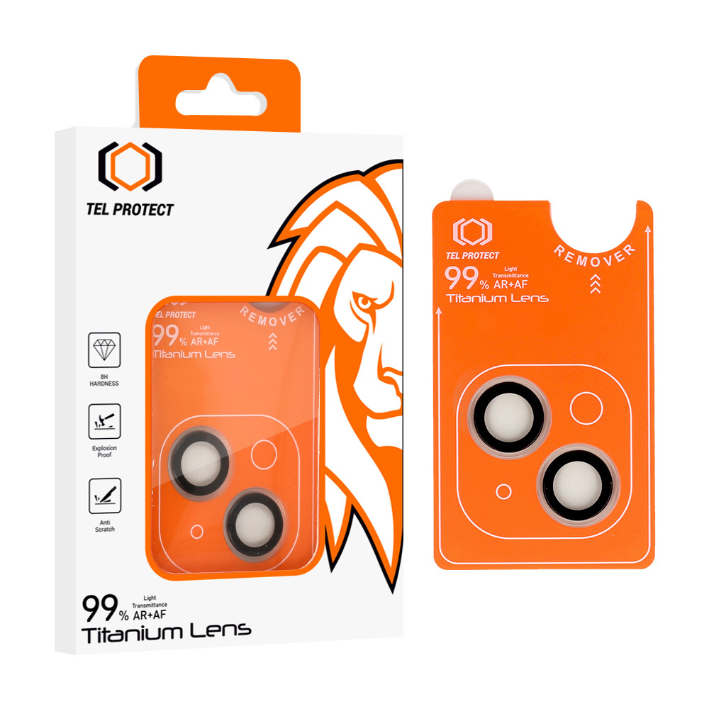 Tempered glass Tel Protect Titanium Lens 99% AR on camera for Iphone 13/13 Mini transparent (lens 2 pcs)