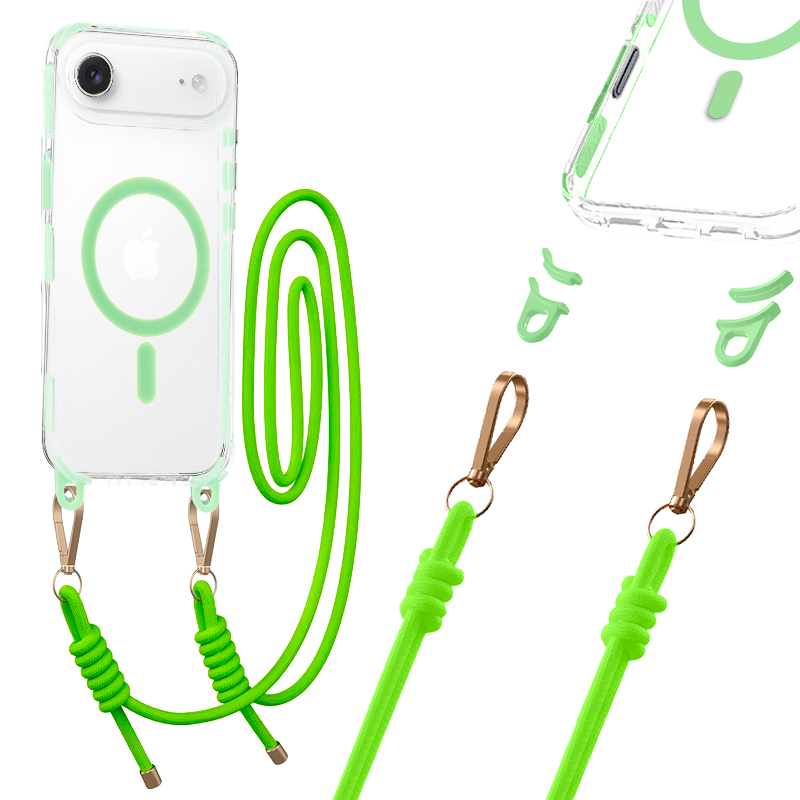Tel Protect ar siksnu zaļš skaidrs viedtālruņa apvalks Iphone 17 Air zaļš