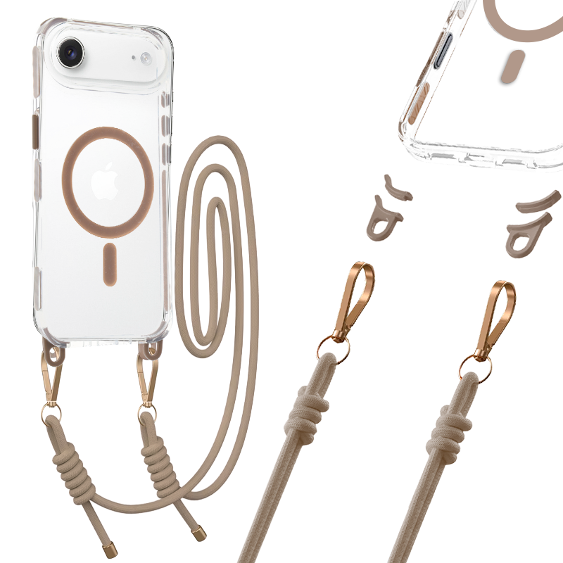 Tel Protect Strap Clear Case for Iphone 17 Air gold