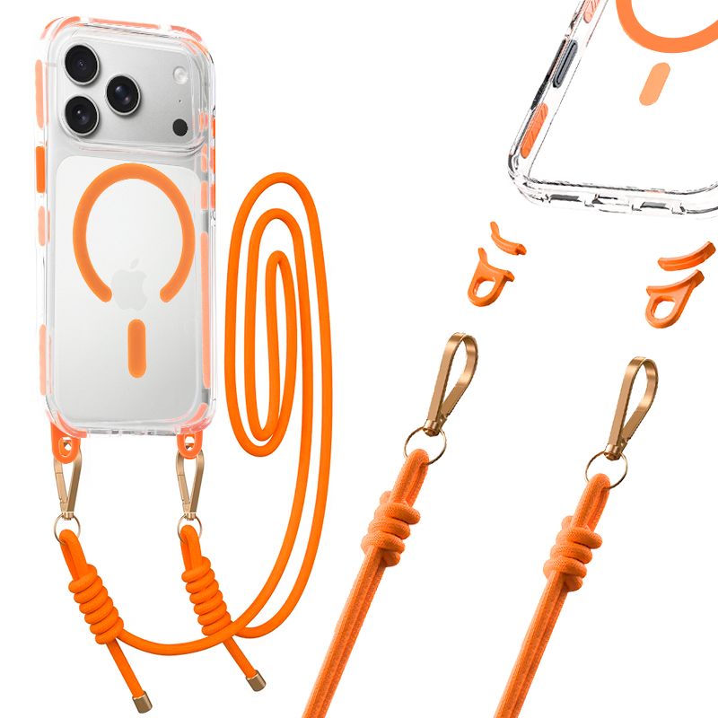 Tel Protect ar siksnu oranžs skaidrs viedtālruņa apvalks Iphone 17 Pro oranžs