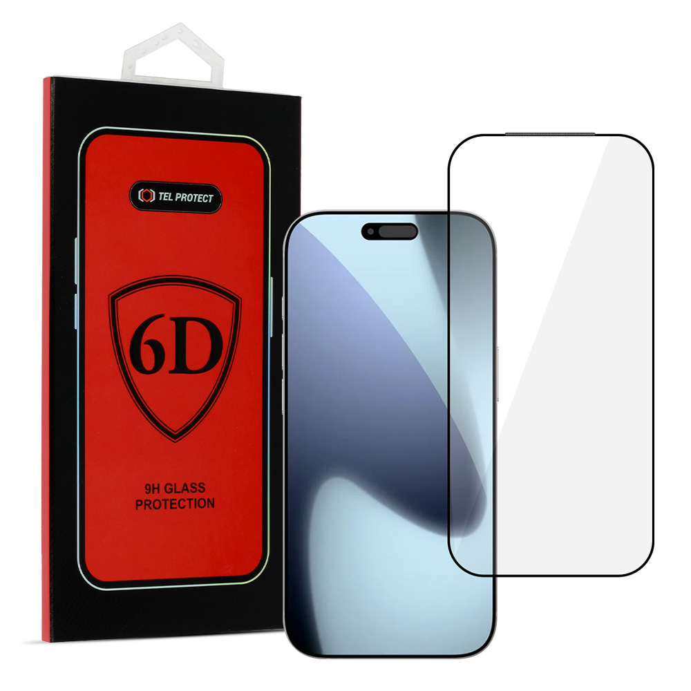 Закалённое стекло Tel Protect Full Glue 6D для iPhone 17 Pro чёрный