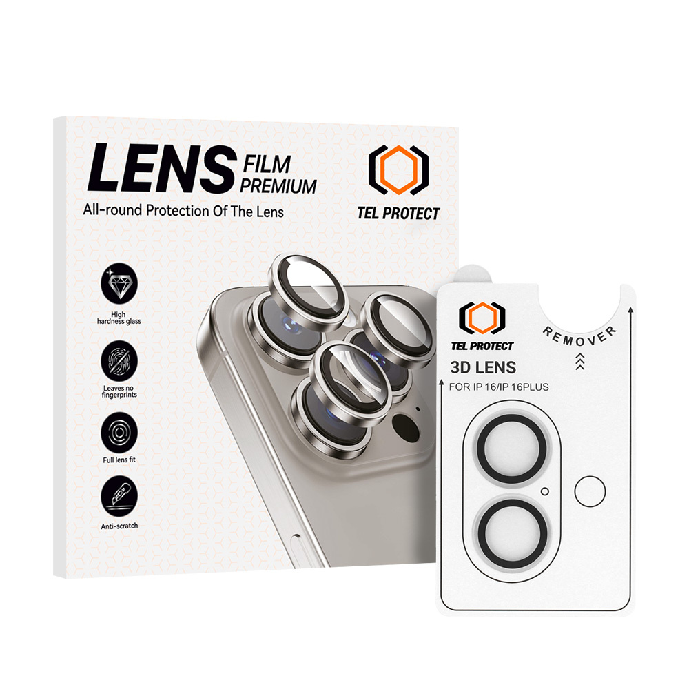 Закалённое стекло Tel Protect 3D Lens на камеру для Iphone 17 прозрачное (линз 2 шт.)