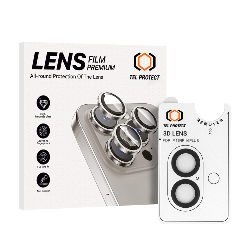 Tempered glass Tel Protect 3D Lens on camera for Iphone 17 black (lens 2 pieces)