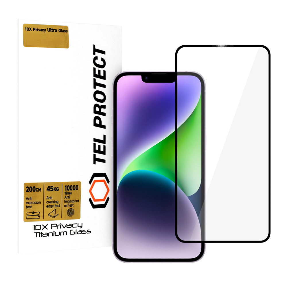 Aizsargstikls Tel Protect 10X Privacy Titanium Iphone 14 (aploksne)