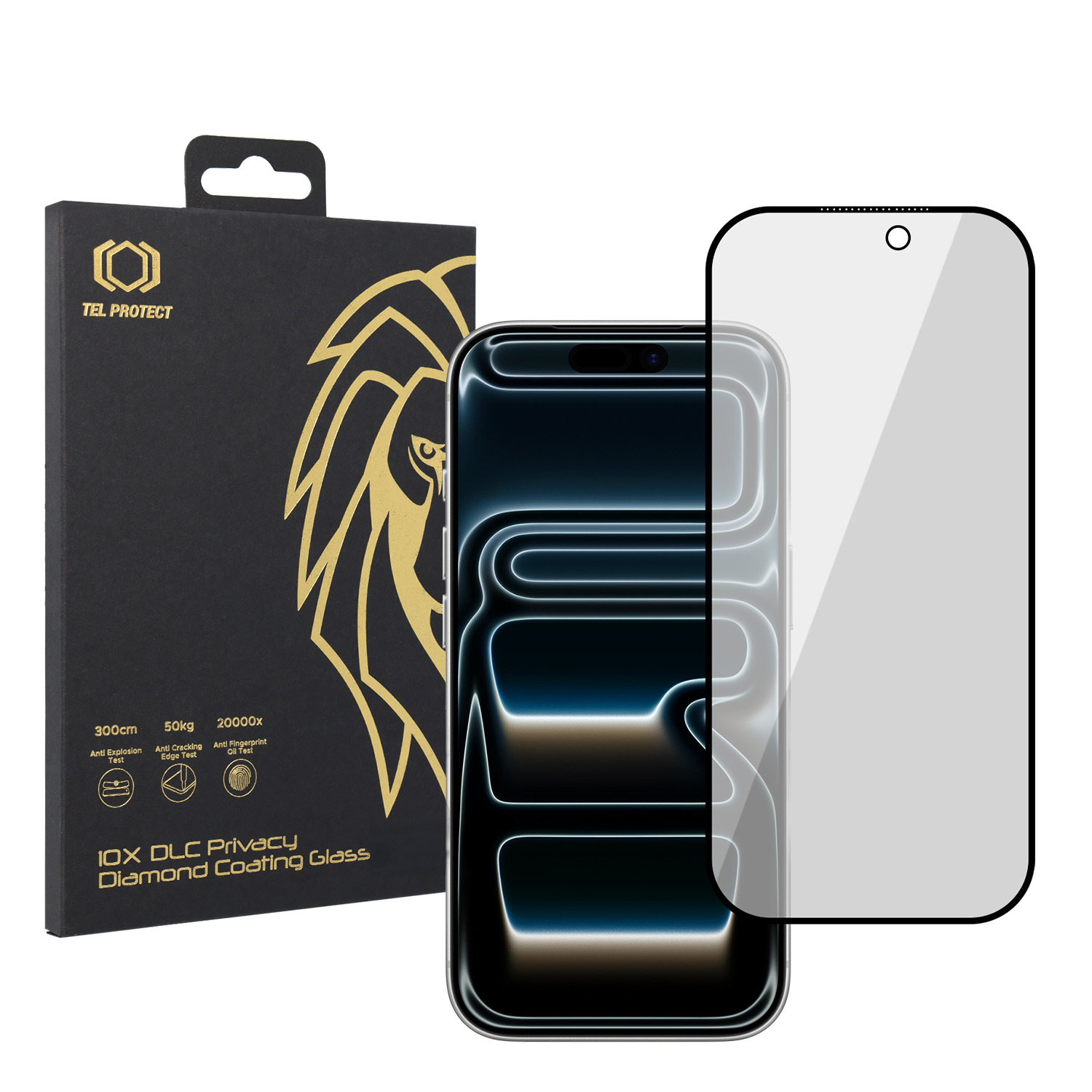 Закалённое стекло Tel Protect 10X Privacy DLC Diamond Coating для iPhone 17 Pro Max