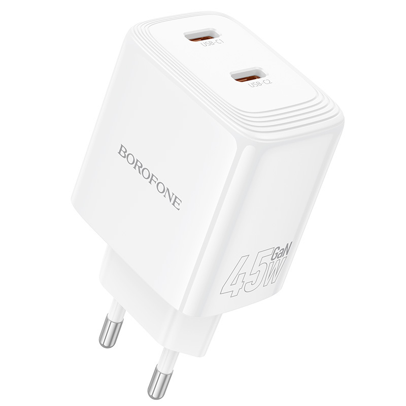 Borofone сетевое зарядное устройство BN31 Cargador GaN - 2xType C - QC 3.0 PD 45W белый