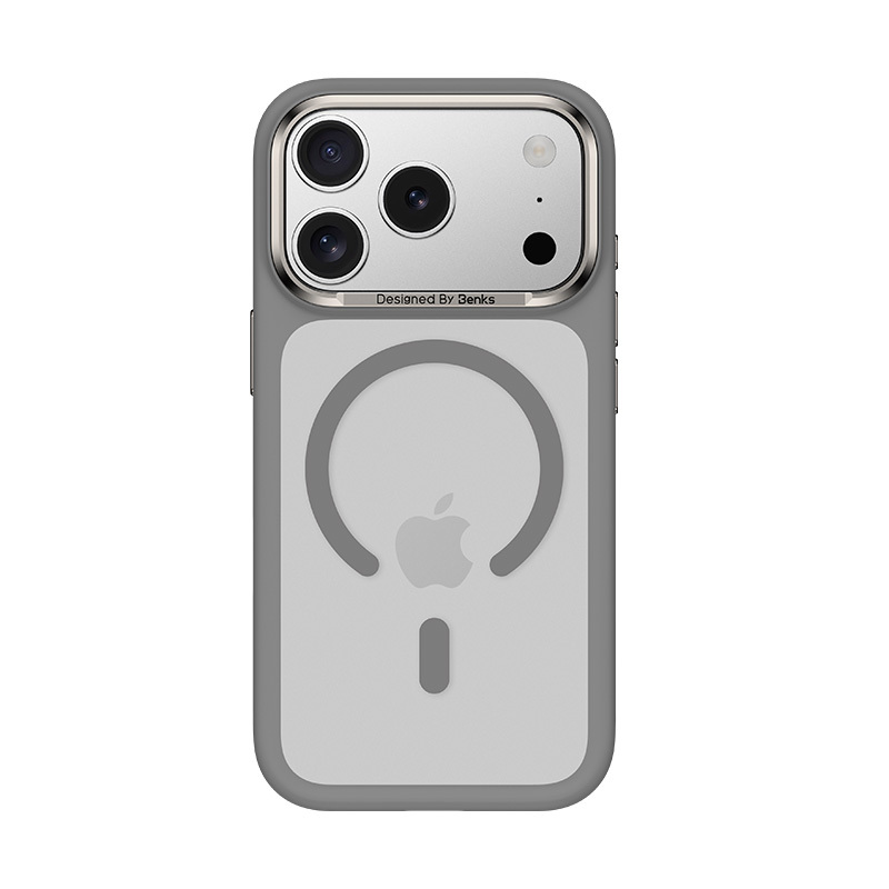 Benks Magnetic Mist maciņš ar metāla rāmi (A070) iPhone 17 Pro Max pelēks (Camera Control poga)