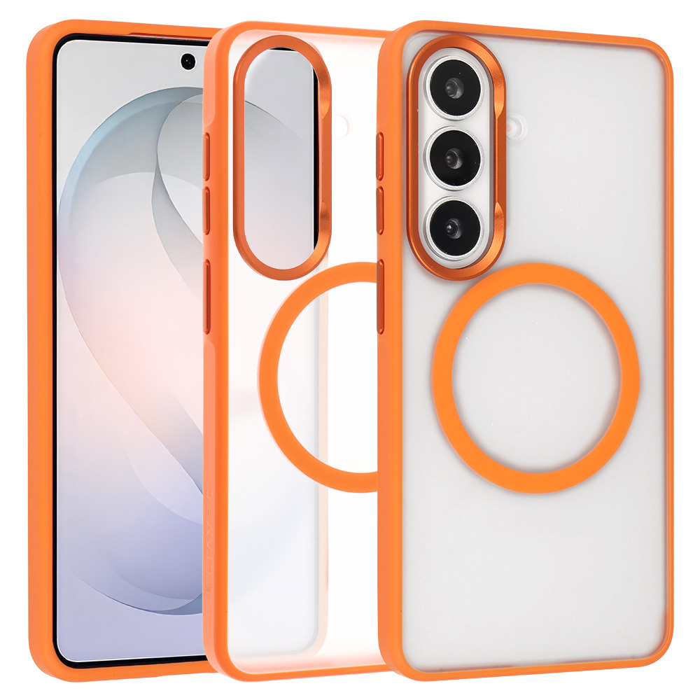 Liavec Soft Maciņš Metal Frame for Samsung Galaxy S26 oranžs