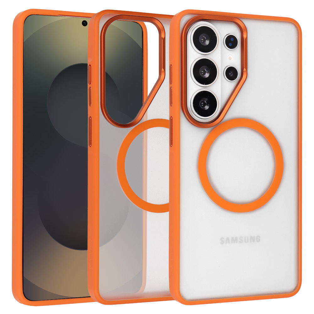 Liavec Soft Maciņš Metal Frame for Samsung Galaxy S26 Ultra oranžs