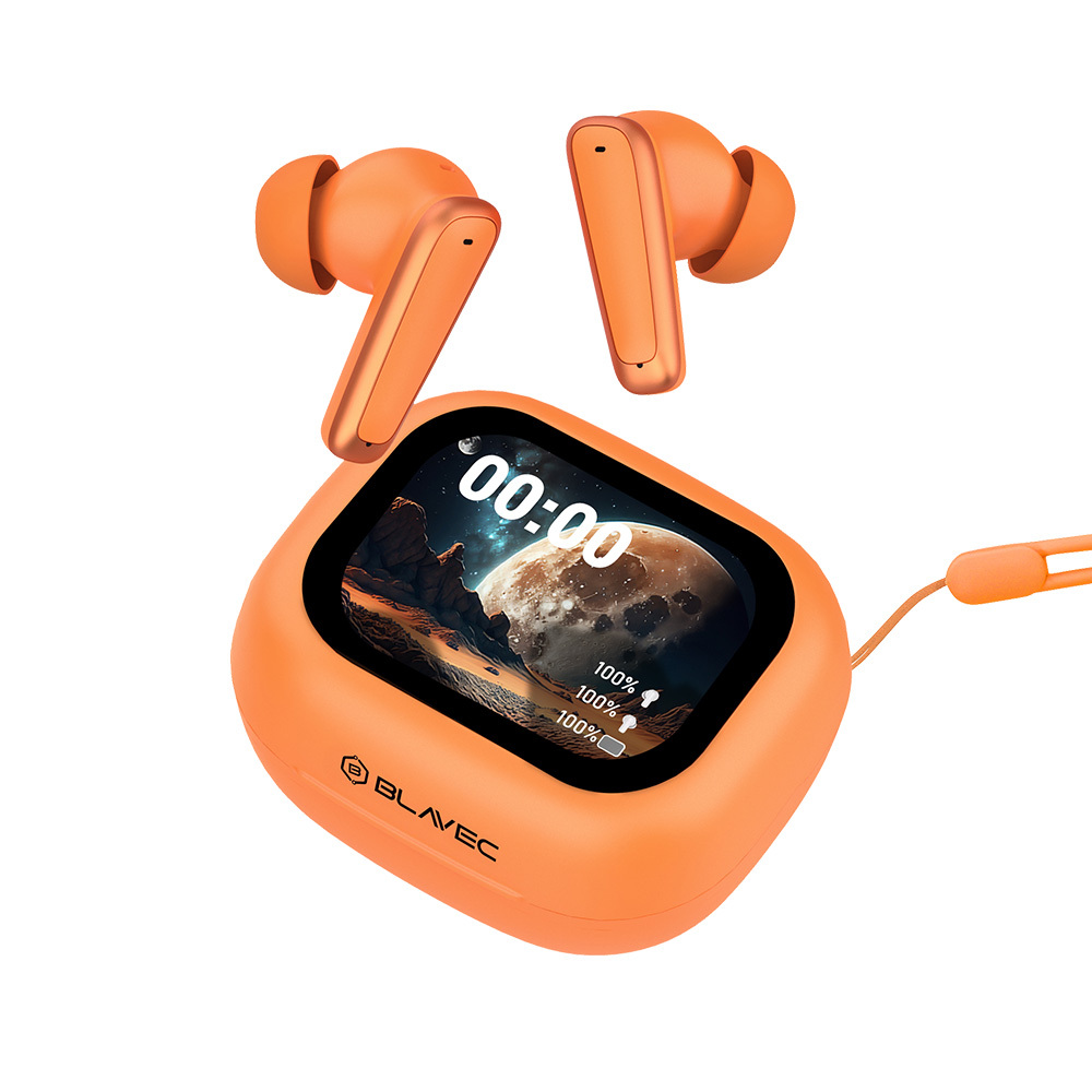Blavec Bluetooth TWS Austiņas BW-07 Live ar LCD displeju (BW07L-O) oranžas