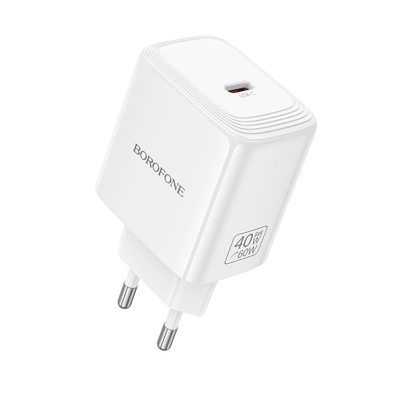 Borofone BN33 Fuente GaN USB-C tīkla lādētājs QC3.0 PD 40W balts