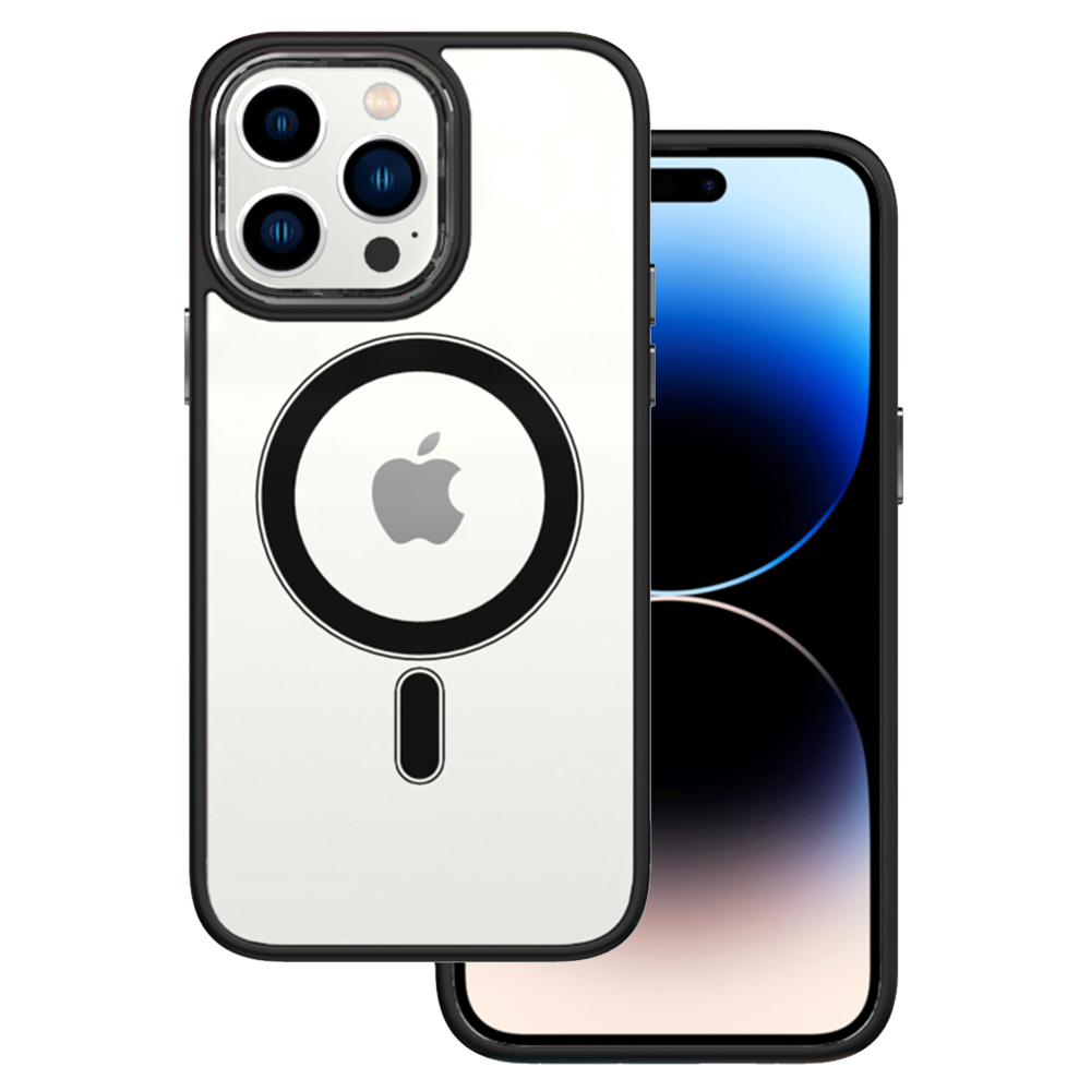 Tel Protect magnētiskais caurspīdīgais viedtālruņa apvalks Iphone 13 Pro melns
