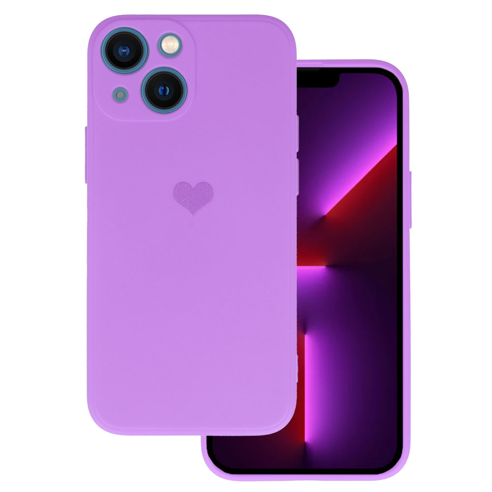 Viedtālruņa apvalks ar silikona sirds dizainu Iphone 14 Plus, dizains 1 violeta