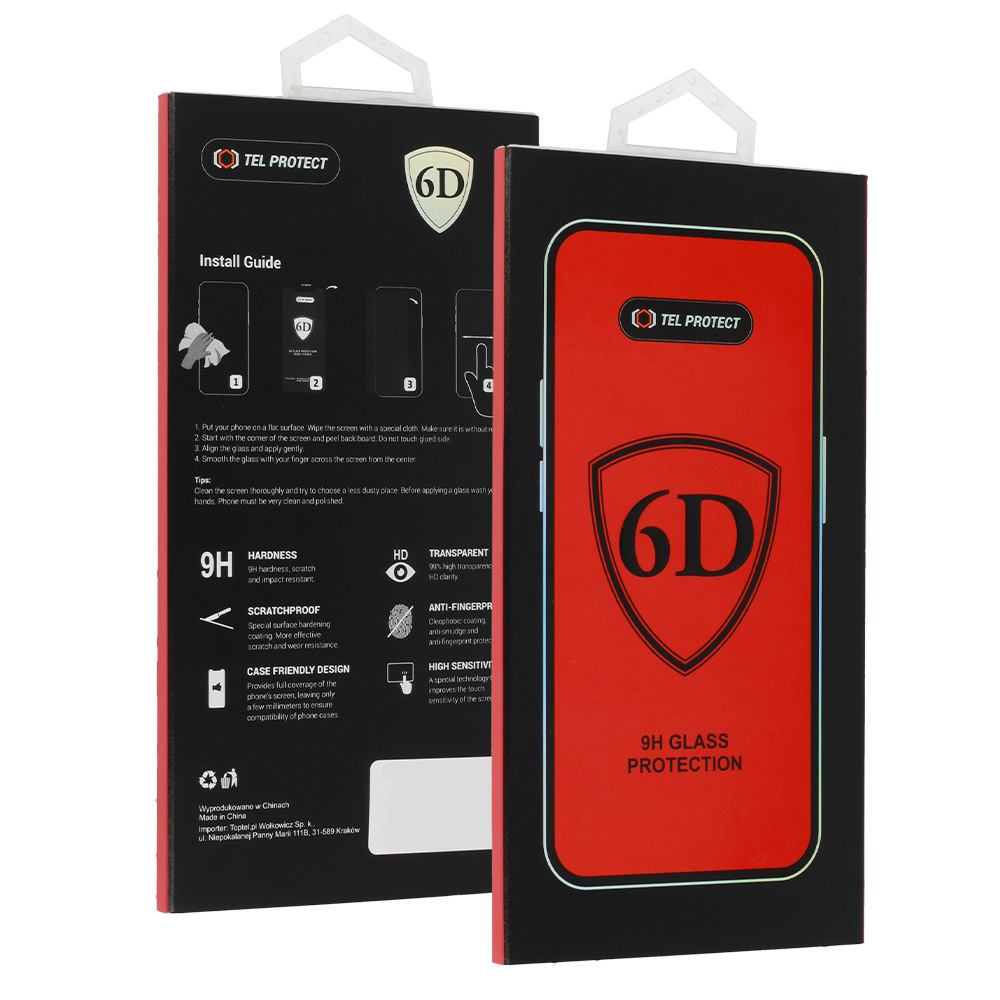 Tel Protect Pilna līme 6D rūdītais stikls Xiaomi Redmi Note 12 4G/5G Melns