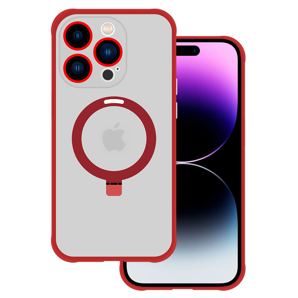 Tel Protect Magical Magnētiskais Viedtālruņa apvalks ar statīvu Iphone 15 Pro Max sarkans